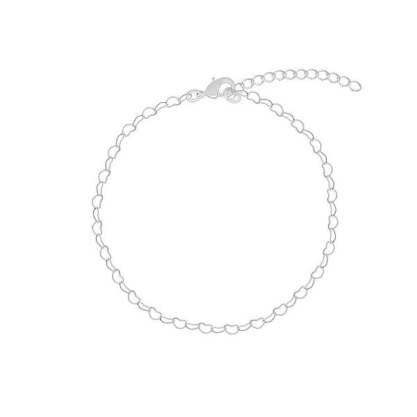 Pulseira Elo Coração Vazado Folheado a Prata 925