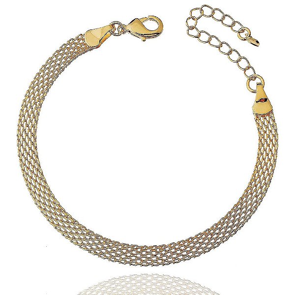Pulseira Malha Trançada Folheada a Ouro 18k