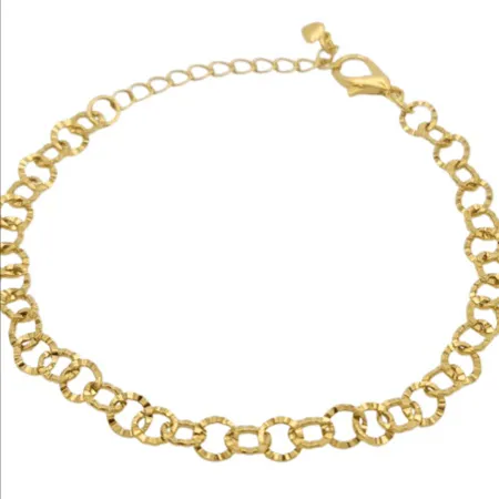 Pulseira Correntinha Coração Pingente Coração Cravejado Folheado a Prata 925