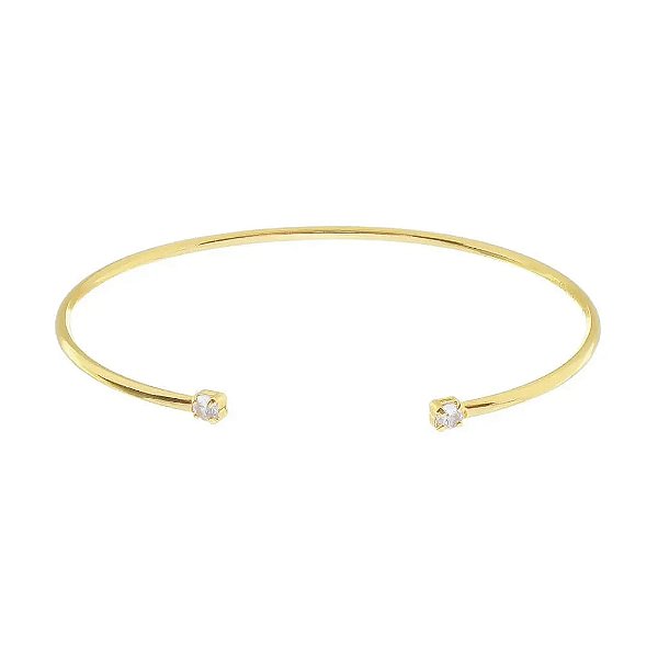 Bracelete Aberto Zircônias Folheado a Ouro 18K
