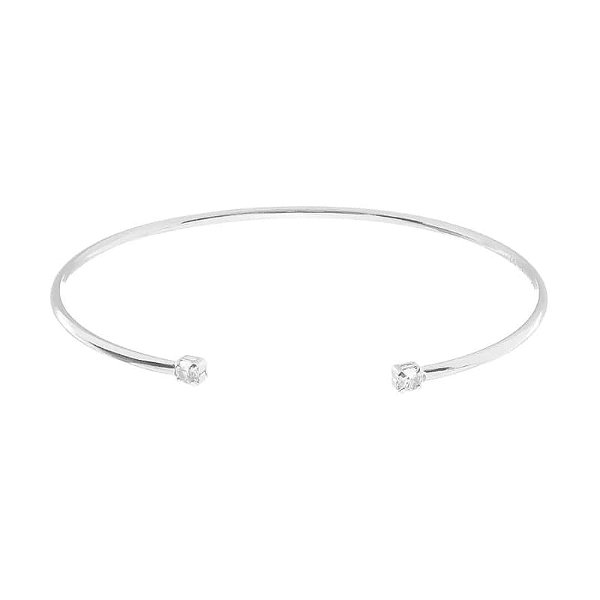 Bracelete Aberto Zircônias Folheado a Prata 925
