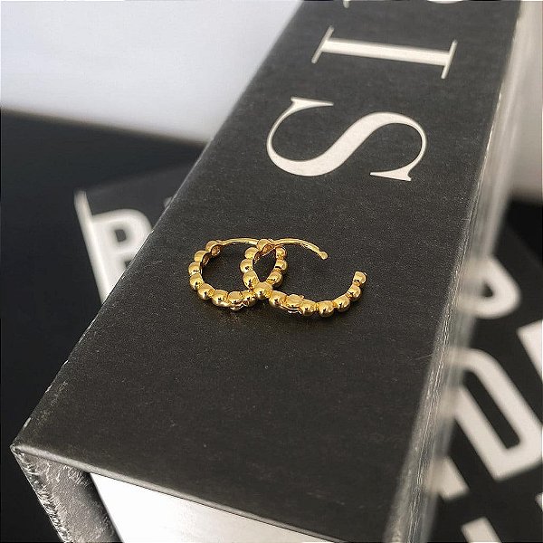 Brinco Argola Aro Esferas G Folheado a Ouro 18K