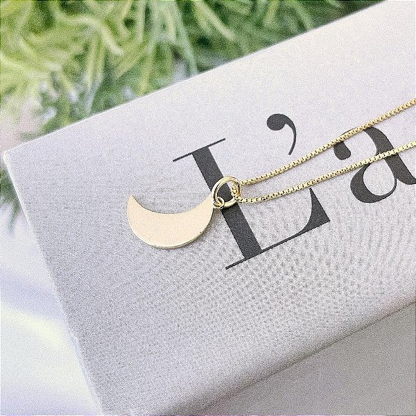 Colar Correntinha Lua Lisa Folheado a ouro 18K