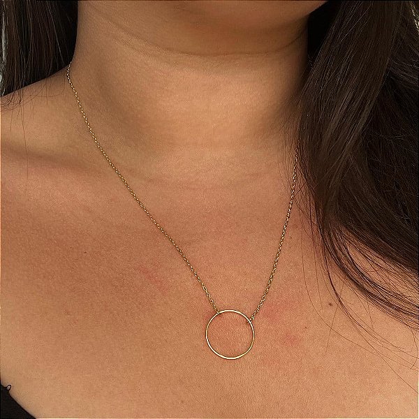 Colar Circulo Fio Laminado Folheado a Ouro 18K