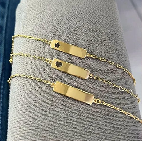 Pulseira Infantil Personalizada Folheado a Ouro 18K