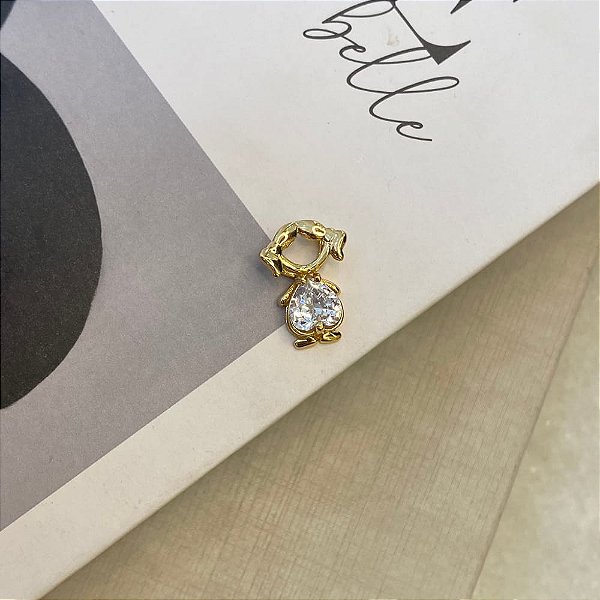 Colar Menina Coração Zircônia Cristal Folheado a Ouro 18K