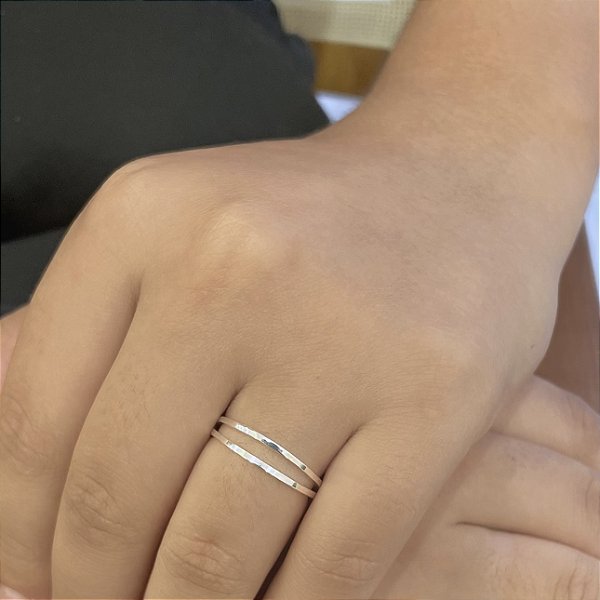 Anel Fio Duplo Liso Folheado a Prata 925