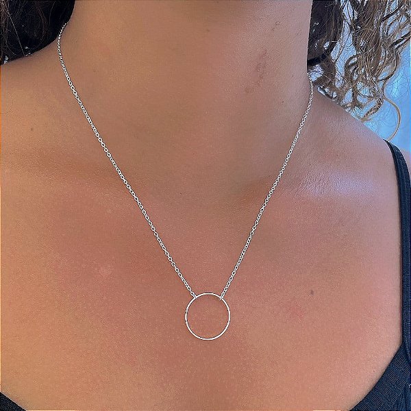 Colar Circulo Fio Laminado Folheado a Prata 925