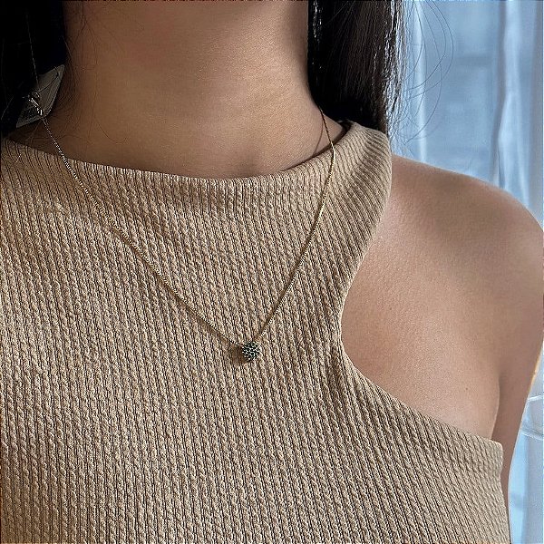 Colar Chuveirinho Verde Cravejado Folheado a Ouro 18k