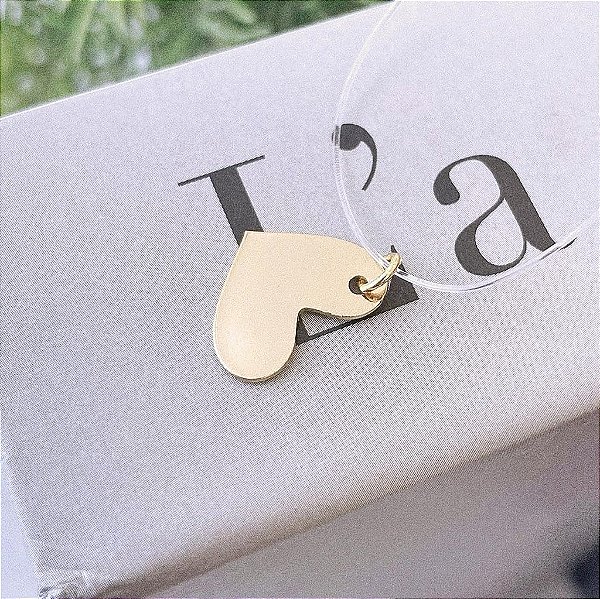Colar Nylon Coração Chapa Desenhado Folheado a Ouro 18K