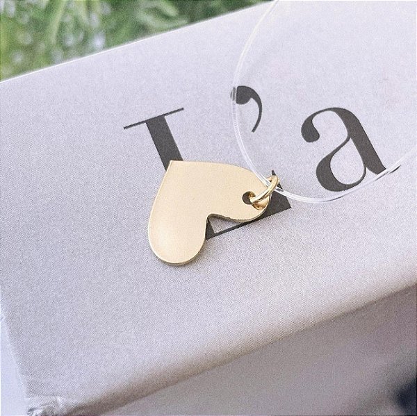 Colar Nylon Coração Chapa Desenhado Folheado a Ouro 18K