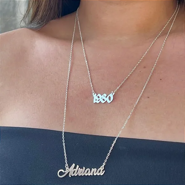 Colar 2 Nomes Correntinha Personalizado Folheado a Prata 925