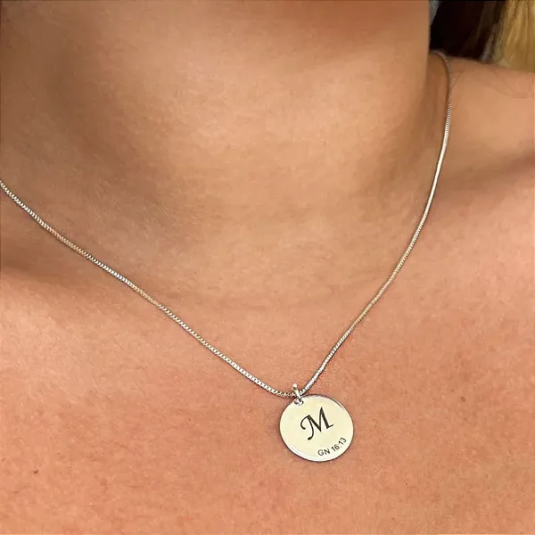 Colar Moeda Personalizada Prata Folheado a Prata 925