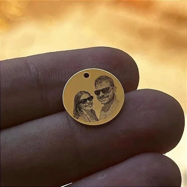 Pingente Moeda Personalizada Foto e Frase