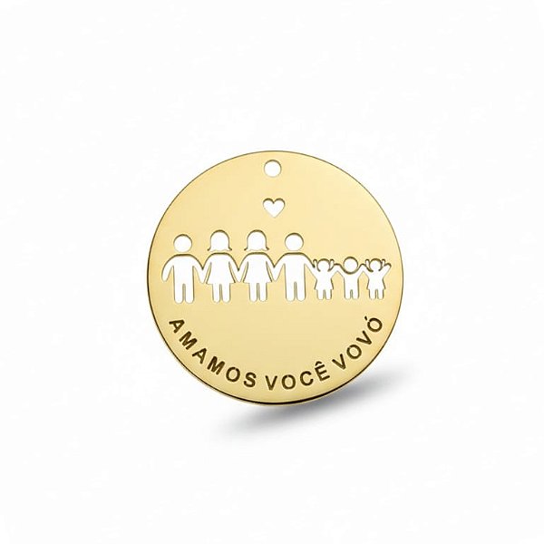 Pingente Amamos Você Vovó Família Folheado a Ouro 18K