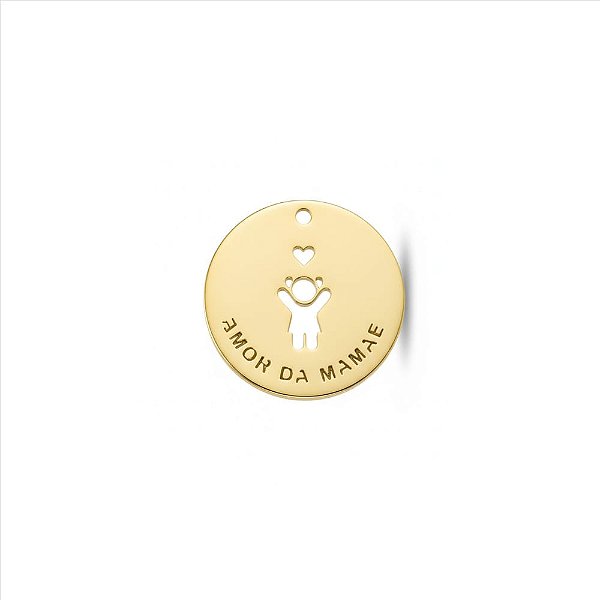 Pingente Amor da Mamãe Menina Folheado a Ouro 18K
