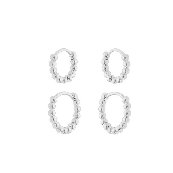 Duo de Argolas Aro Esferas Folheado a Prata 925