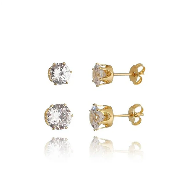 Duo de Ponto de Luz M e G Folheado a Ouro 18K