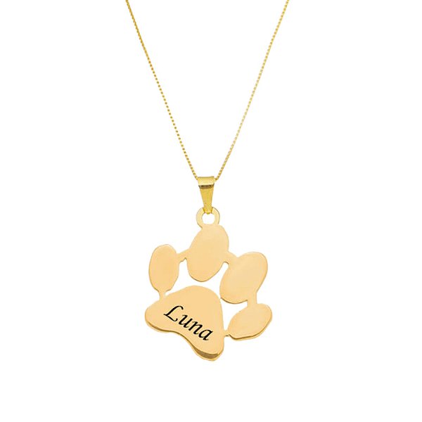 Colar Patinha com nome Folheado a Ouro 18k