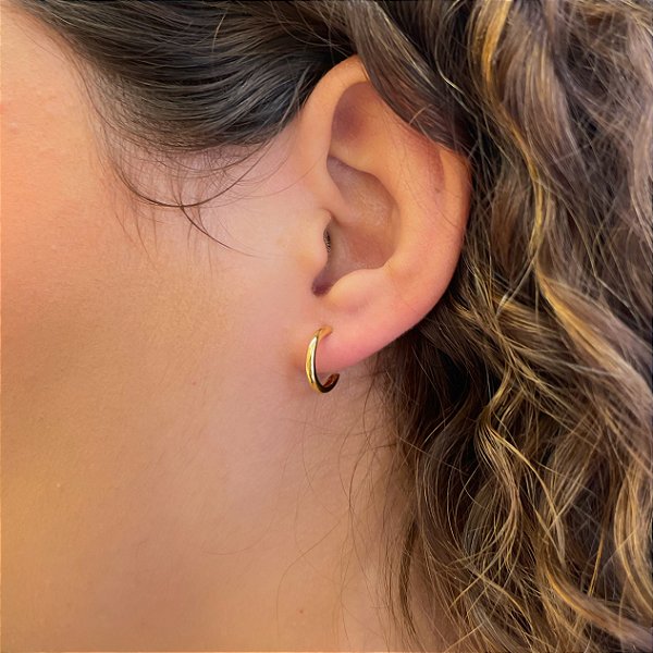 Brinco Argola Fio Tubo P Folheado a Ouro 18k