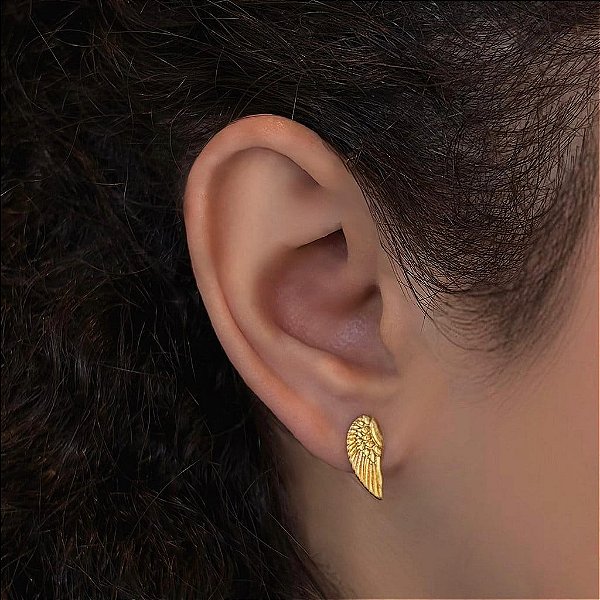 Brinco Asa Desenhada Folheado a Ouro 18k