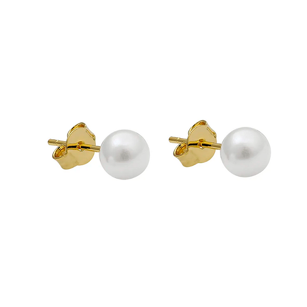 Brinco Pérola Média Folheado a Ouro 18K