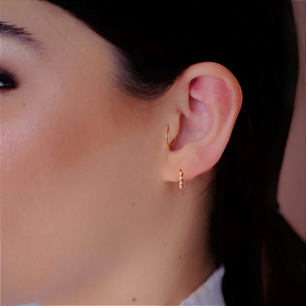 Brinco Argola Aro Esferas P Folheado a Ouro 18k