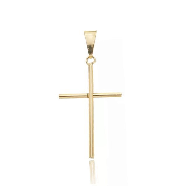 Pingente Cruz Palito 2cm Folheado a Ouro 18k