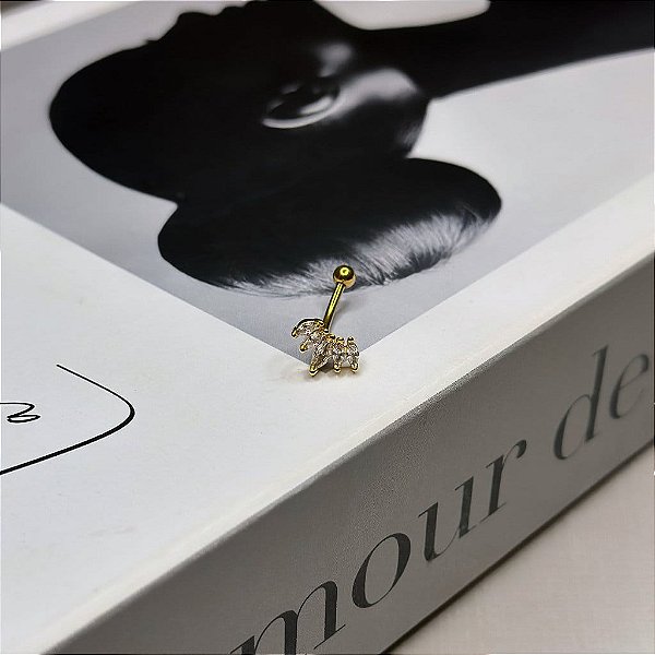 Piercing Bananinha Leque Navetes Folheado a Ouro 18k