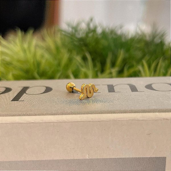 Piercing Cobra Lisa Folheado a Ouro 18k