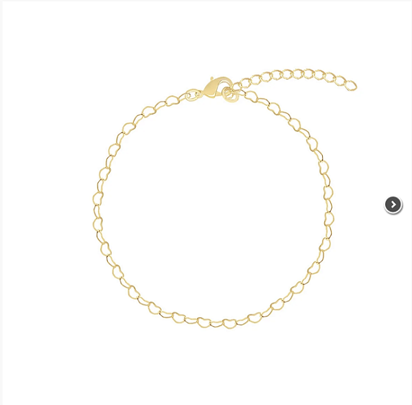 Pulseira Infantil Corações Vazados Folheado a Ouro 18k