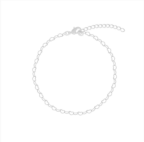 Pulseira Infantil Corações Vazados Folheado a Prata 925