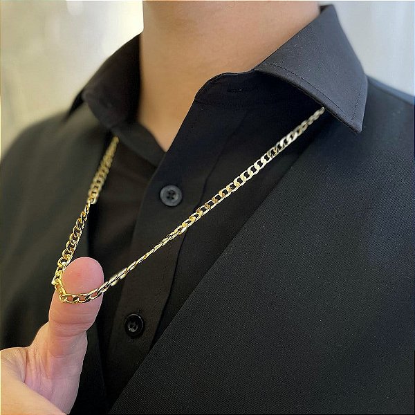 Corrente 60cm Grumet Laminada Folheado a Ouro 18k