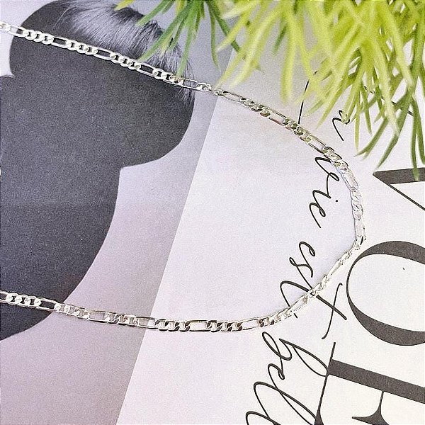 Colar Grumet 3x1 60cm Folheado a Prata 925