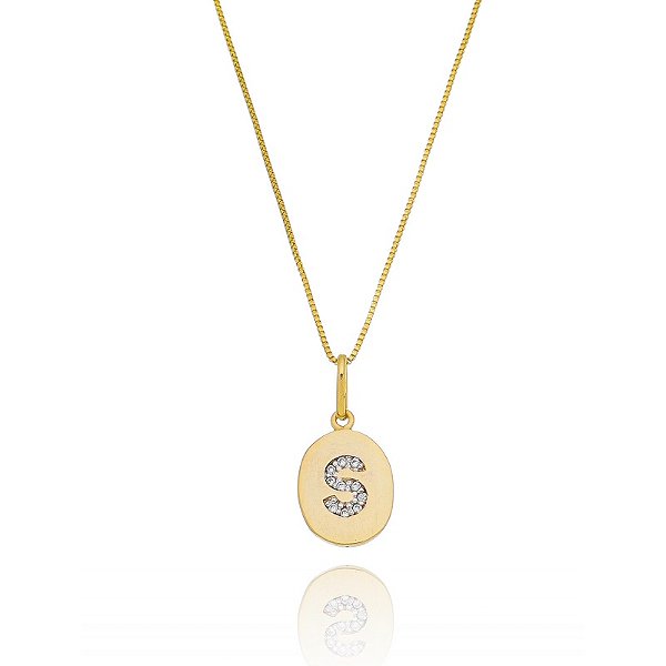 Colar Moeda Oval Folheado a Ouro 18K