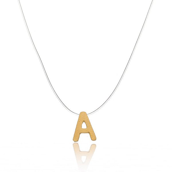 Colar Nylon Letra Lisa Folheado a Ouro 18K