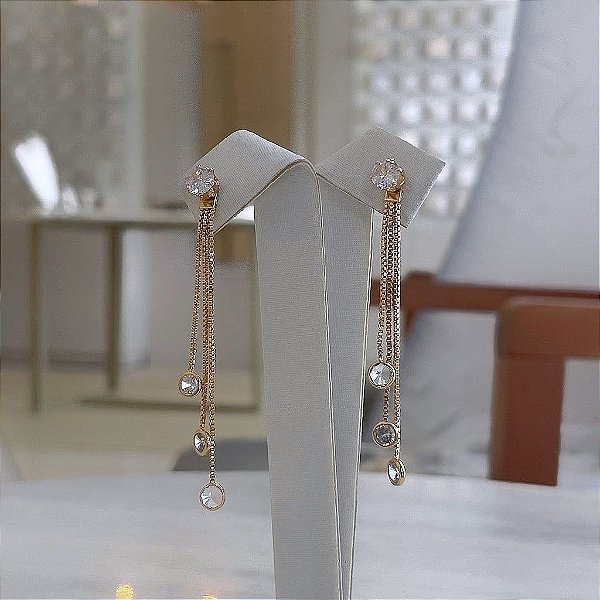 Aplique 3 Franjas com Ponto de Luz Folheado a Ouro 18k