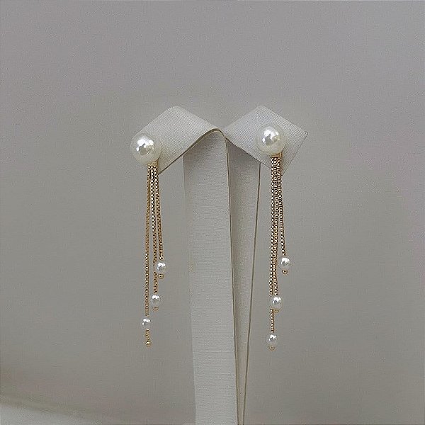 Aplique 3 Franjas com Pérola Folheado a Ouro 18k