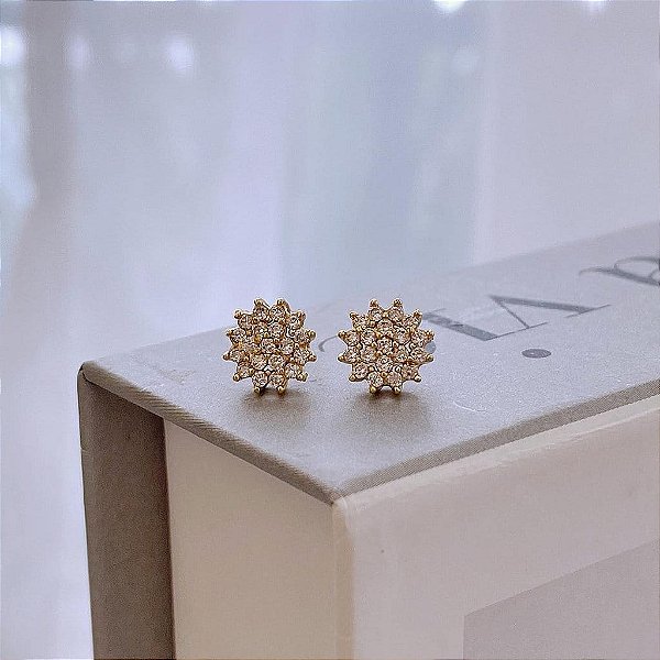 Brinco Chuveiro Cravejado Ponteiras Folheado a ouro 18K