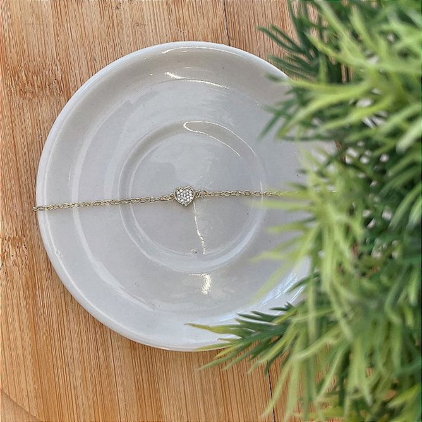 Pulseira Correntinha Coração Cravejado