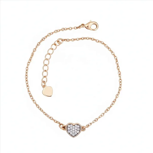 Pulseira Correntinha Coração Cravejado