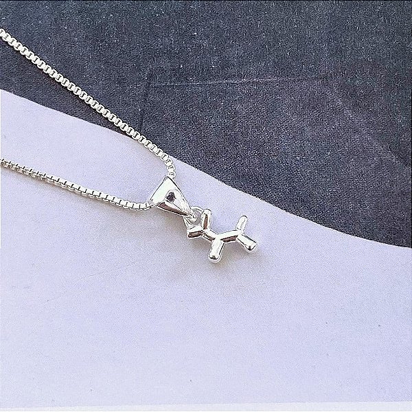 Colar de Cachorrinho Baloon Folheado a prata 925