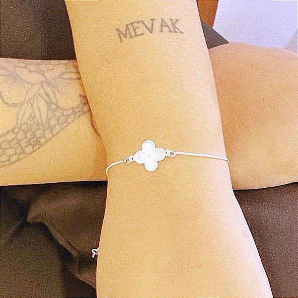Pulseira Trevo Vintage Regulavel Folheado a prata 925