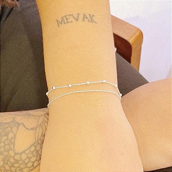 Pulseira Corrente Bolinha Dupla Folheado a prata 925