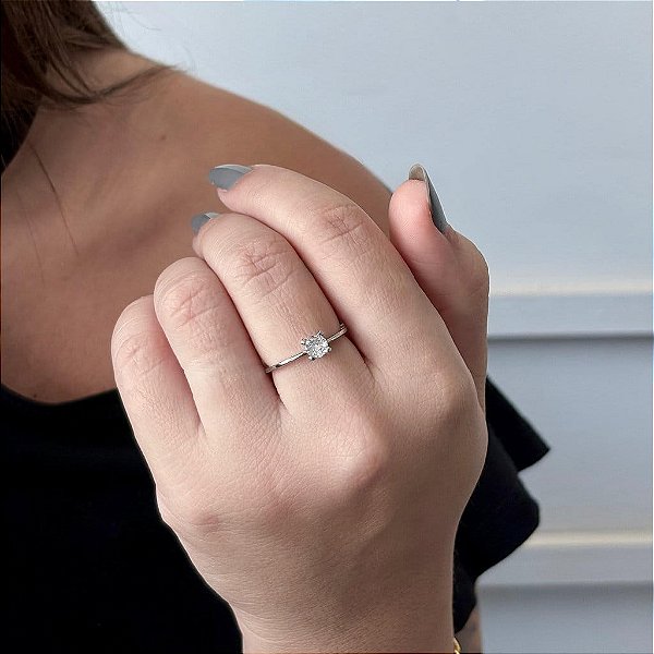 Anel Solitário Clássico 4 Garras Steel