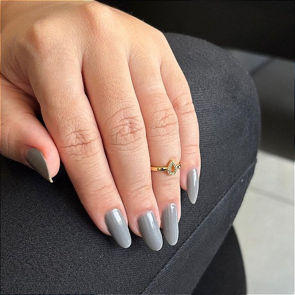 Anel de Falange Aro Liso com Gota Cravejada Vazada Folheado a ouro 18K