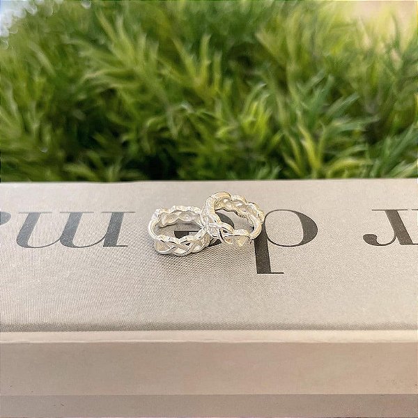 Brinco Argola Fio Trançado Corrente P Folheado a prata 925