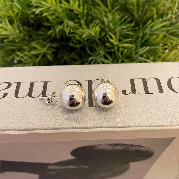 Brinco Esfera Solitária 12 mm Folheado a prata 925