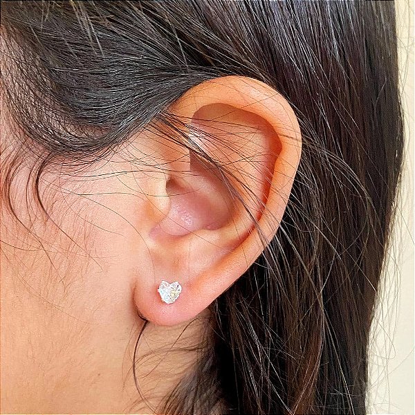 Brinco de Ponto de Luz Coração Cristal G Folheado a prata 925