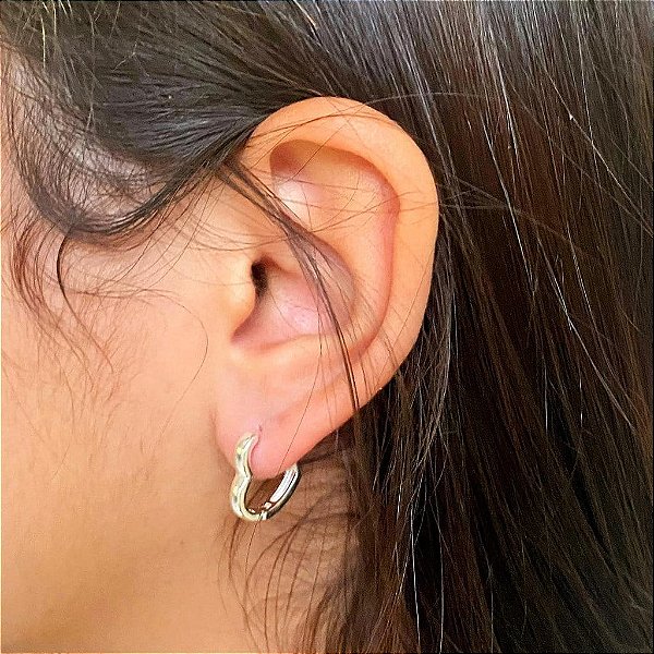Brinco de Argola Coração Liso M Folheado a prata 925